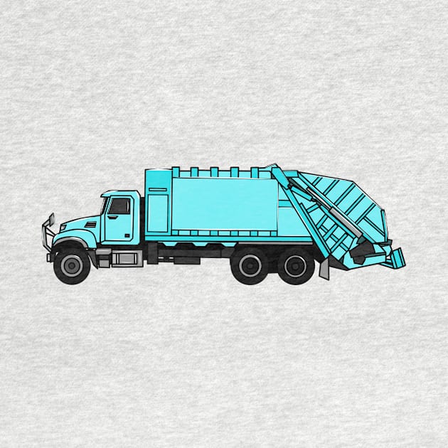 Garbage truck cartoon illustration by Miss Cartoon